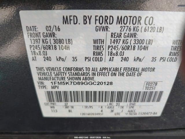 2016 FORD EXPLORER XLT 9