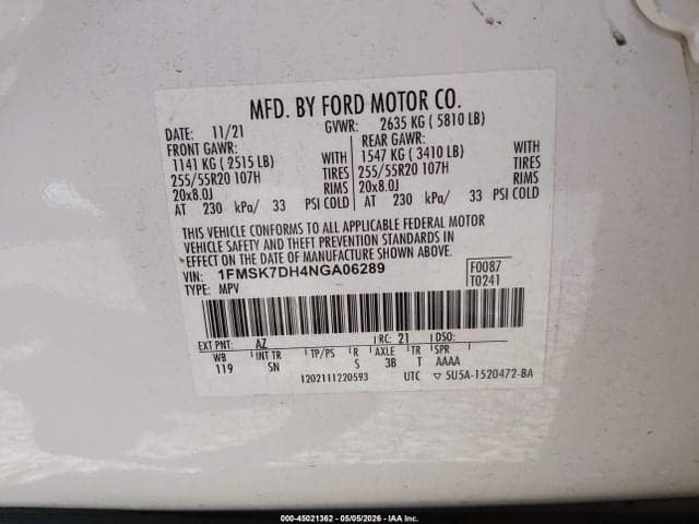 2022 FORD EXPLORER XLT 9