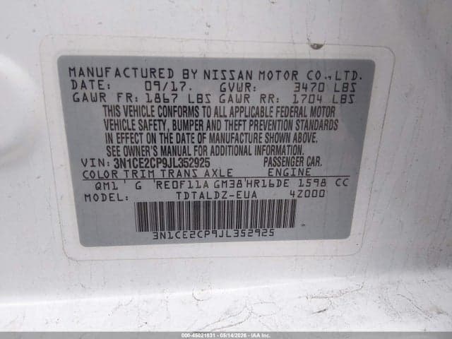 2018 NISSAN VERSA NOTE SV 9