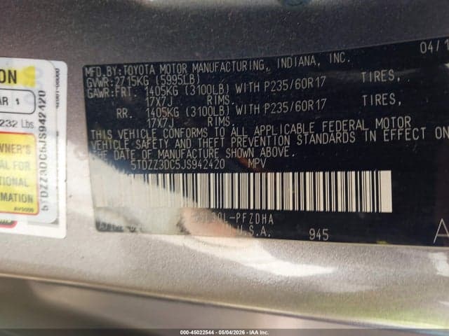 2018 TOYOTA SIENNA L 7 PASSENGER 9