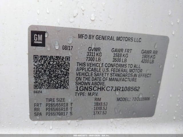 2018 CHEVROLET SUBURBAN LT 9