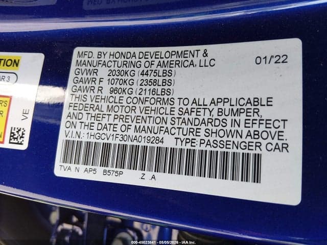 2022 HONDA ACCORD SPORT 9