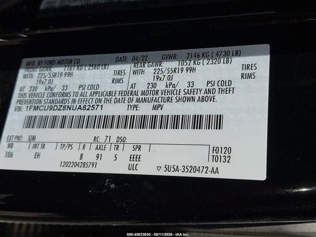 2022 FORD ESCAPE TITANIUM HYBRID 9