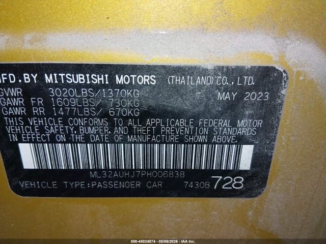 2023 MITSUBISHI MIRAGE LE 9