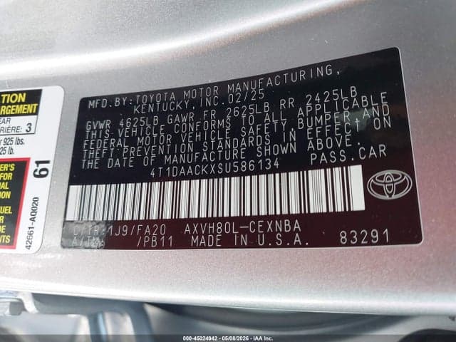 2025 TOYOTA CAMRY LE 9