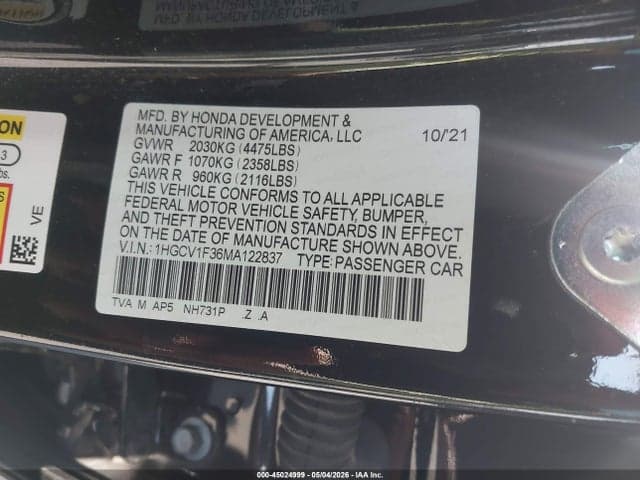 2021 HONDA ACCORD SPORT 9