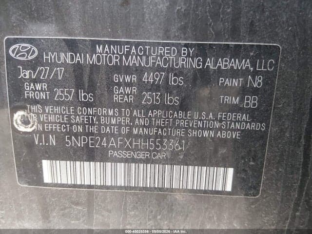 2017 HYUNDAI SONATA 9