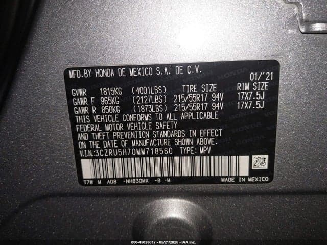 2021 HONDA HR-V 2WD EX-L 9
