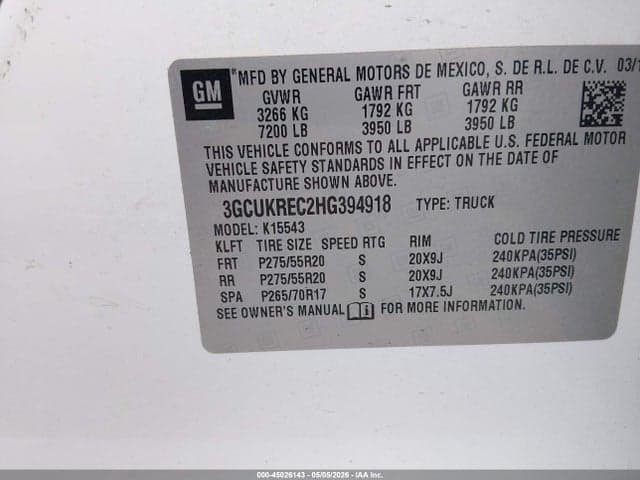 2017 CHEVROLET SILVERADO K1500 LT 9