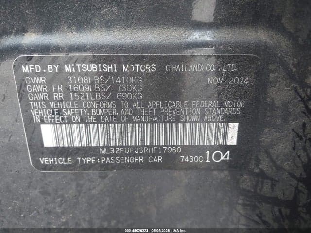 2024 MITSUBISHI MIRAGE G4 LE 9