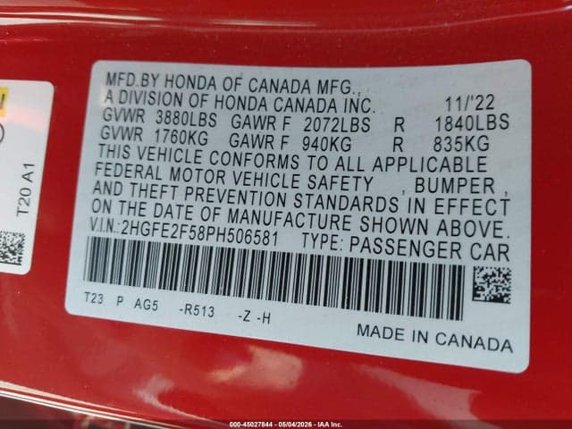 2023 HONDA CIVIC SPORT 9