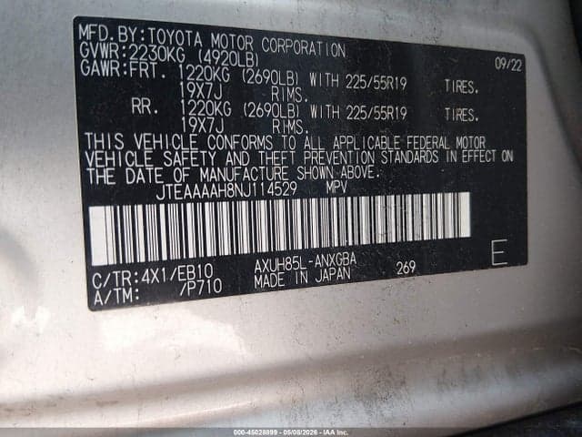 2022 TOYOTA VENZA XLE 9
