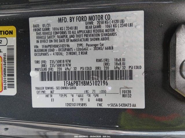 2021 FORD MUSTANG ECOBOOST PREMIUM FASTBACK 9