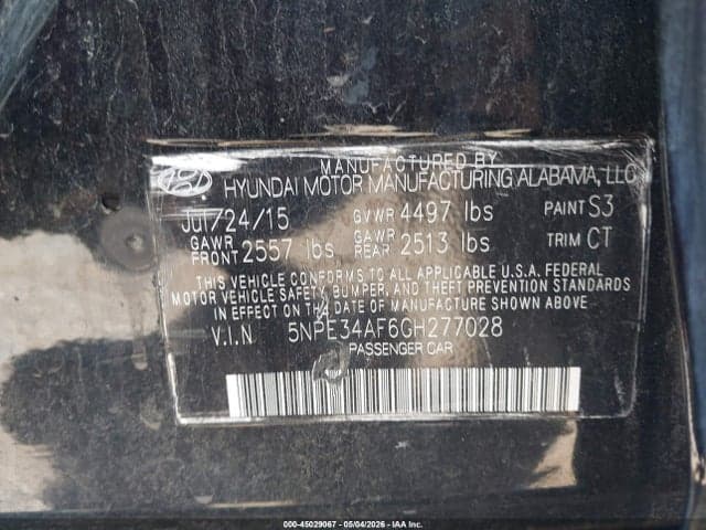 2016 HYUNDAI SONATA LIMITED 9