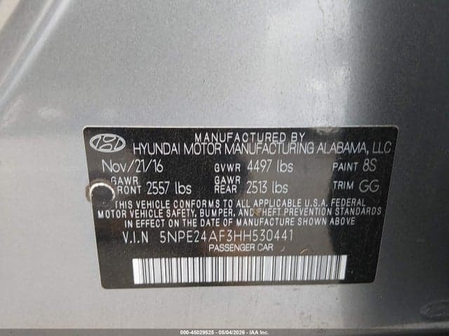 2017 HYUNDAI SONATA 9