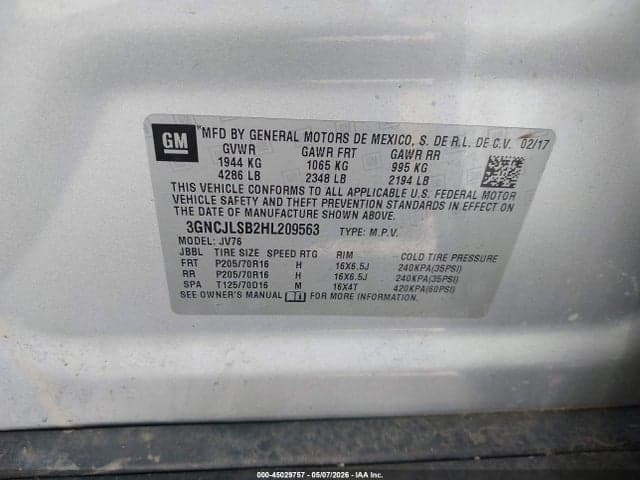 2017 CHEVROLET TRAX LT 9