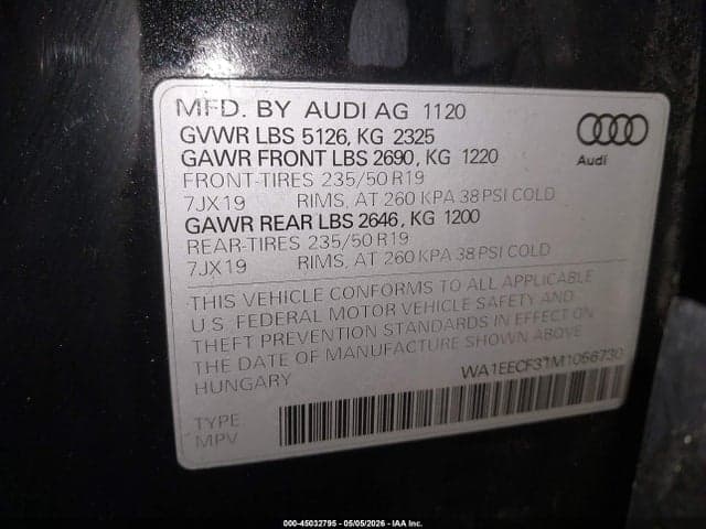 2021 AUDI Q3 PREMIUM PLUS 45 TFSI S LINE QUATTRO TIPTRONIC 9