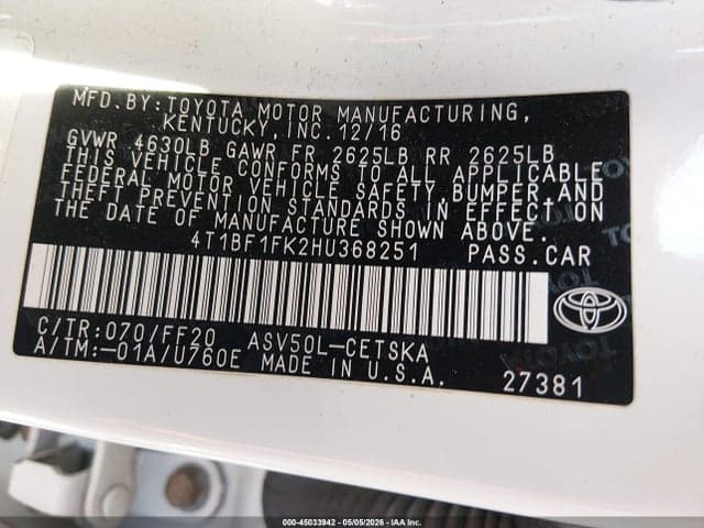 2017 TOYOTA CAMRY SE 9