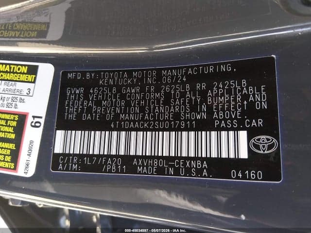 2025 TOYOTA CAMRY LE 9