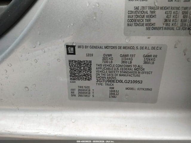 2020 GMC SIERRA 1500 4WD SHORT BOX SLE 9