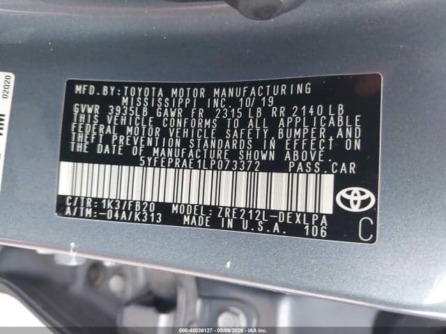 2020 TOYOTA COROLLA LE 9