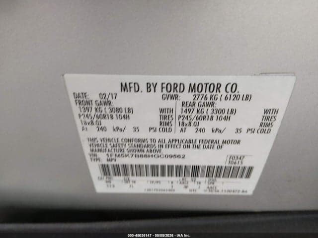2017 FORD EXPLORER 9
