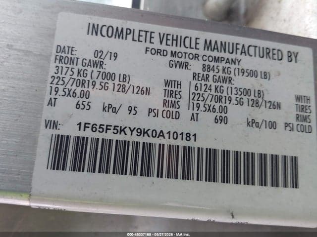 2019 FORD F-59 COMMERCIAL STRIPPED 8