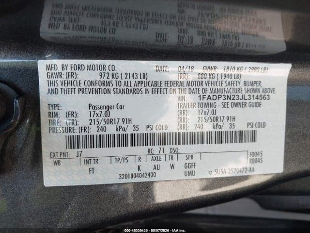2018 FORD FOCUS TITANIUM 9