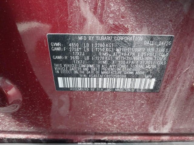 2025 SUBARU OUTBACK PREMIUM 9