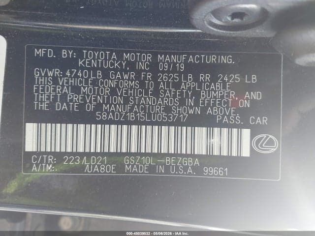 2020 LEXUS ES 350 9