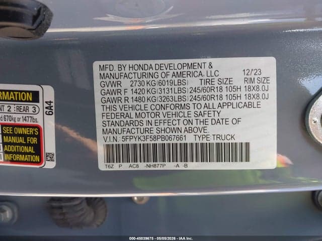 2023 HONDA RIDGELINE RTL 9