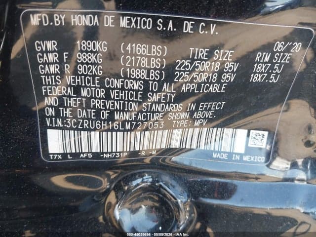 2020 HONDA HR-V AWD SPORT 9