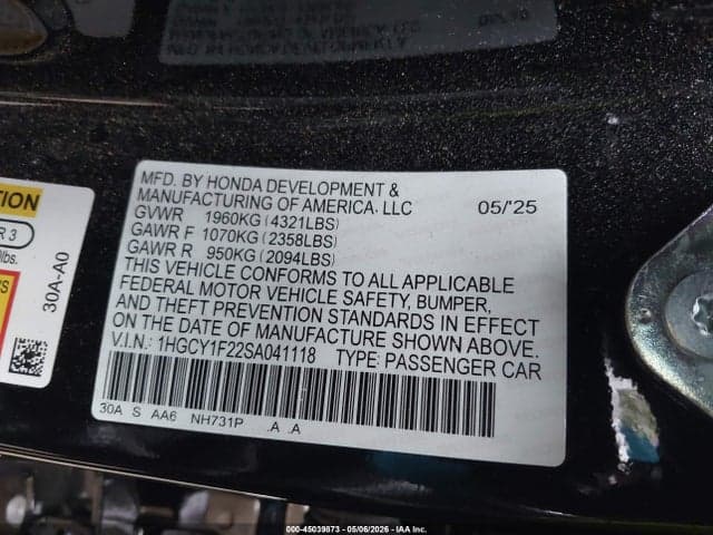 2025 HONDA ACCORD LX 9