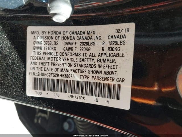2019 HONDA CIVIC LX 9