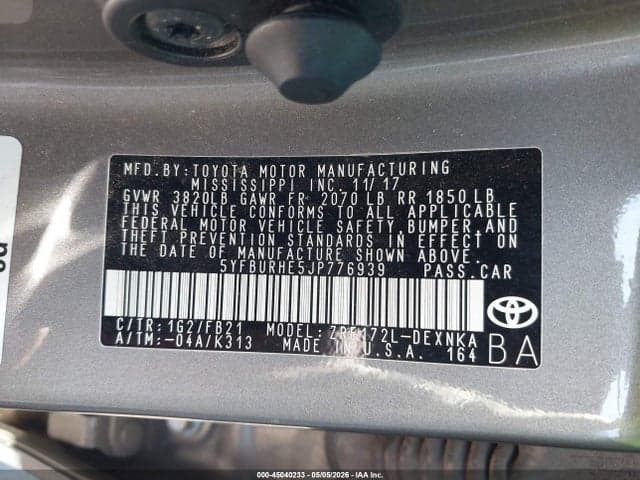 2018 TOYOTA COROLLA LE 9