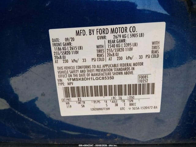 2020 FORD EXPLORER XLT 9