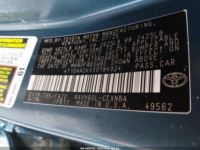 2025 TOYOTA CAMRY LE 9
