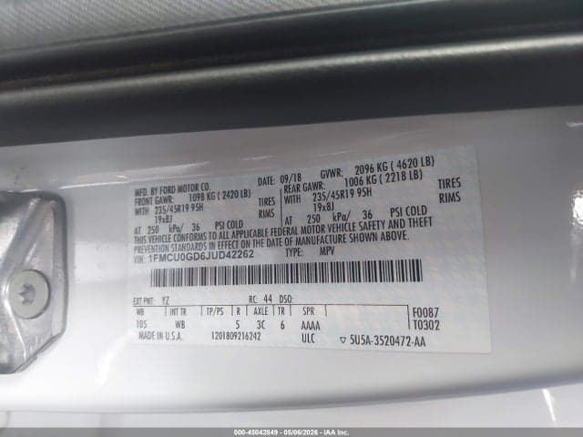 2018 FORD ESCAPE SE 9