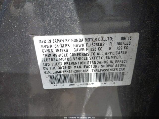 2017 HONDA FIT LX 9