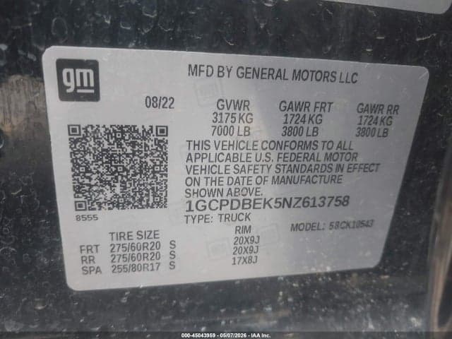 2022 CHEVROLET SILVERADO 1500 4WD SHORT BED CUSTOM 9