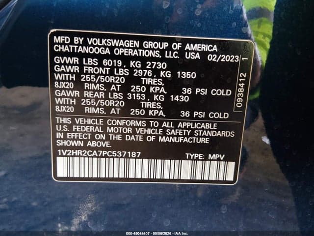 2023 VOLKSWAGEN ATLAS 3.6L V6 SE W/TECHNOLOGY 9