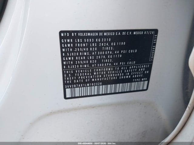 2020 VOLKSWAGEN TIGUAN 2.0T SE/2.0T SE R-LINE BLACK/2.0T SEL 9