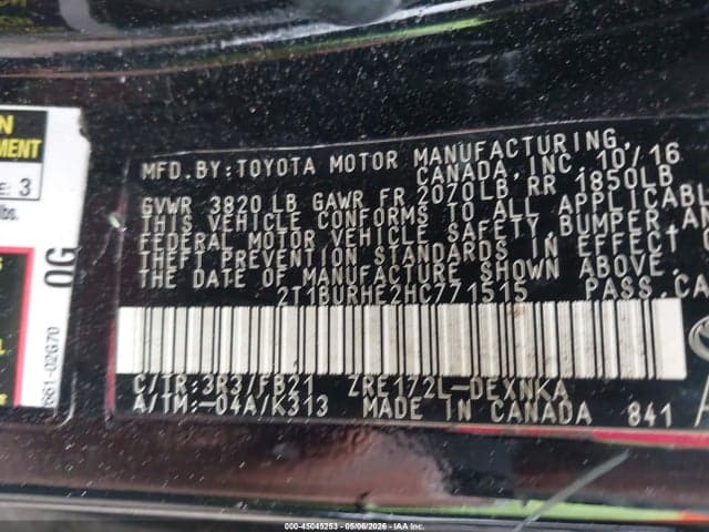 2017 TOYOTA COROLLA LE 9