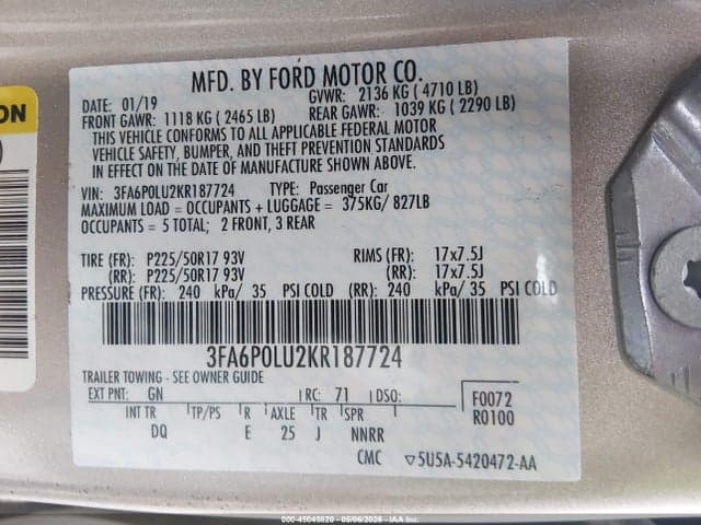 2019 FORD FUSION HYBRID SE 9