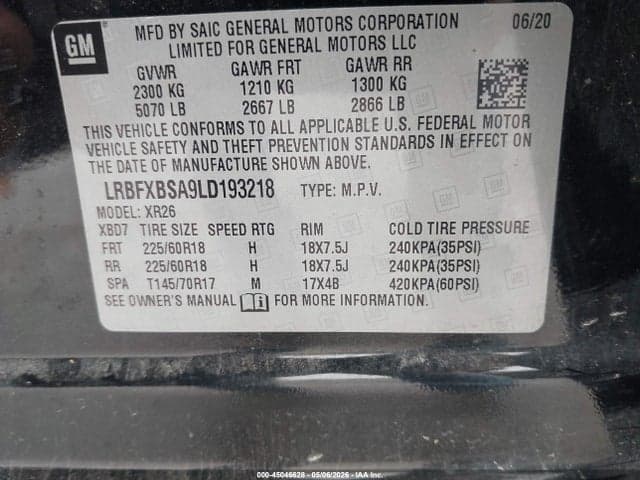 2020 BUICK ENVISION FWD PREFERRED 9