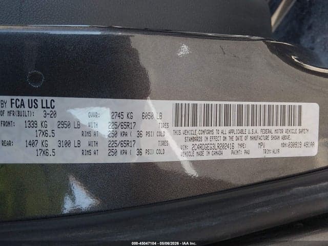 2020 DODGE GRAND CARAVAN GT 9