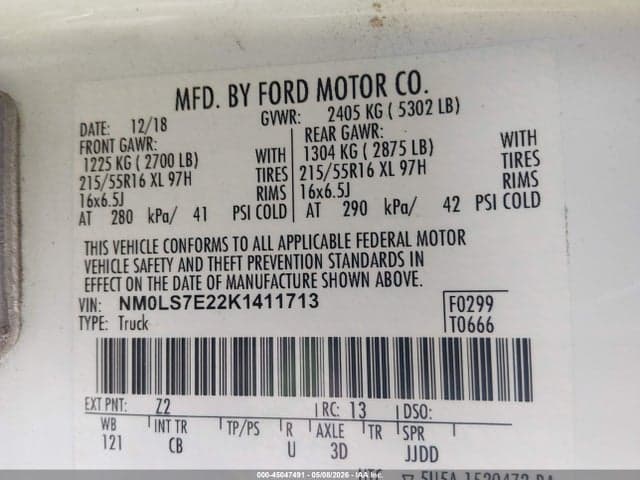 2019 FORD TRANSIT CONNECT XL 9