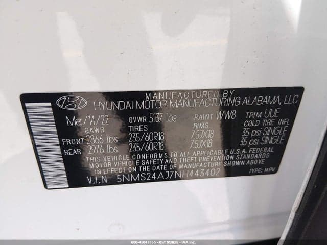 2022 HYUNDAI SANTA FE SEL 9