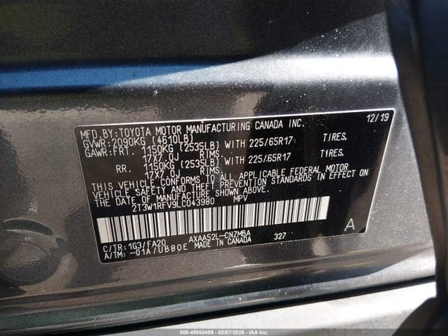 2020 TOYOTA RAV4 XLE 9