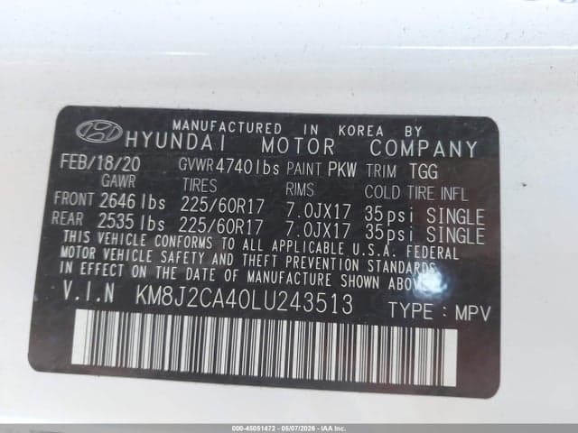 2020 HYUNDAI TUCSON SE 9